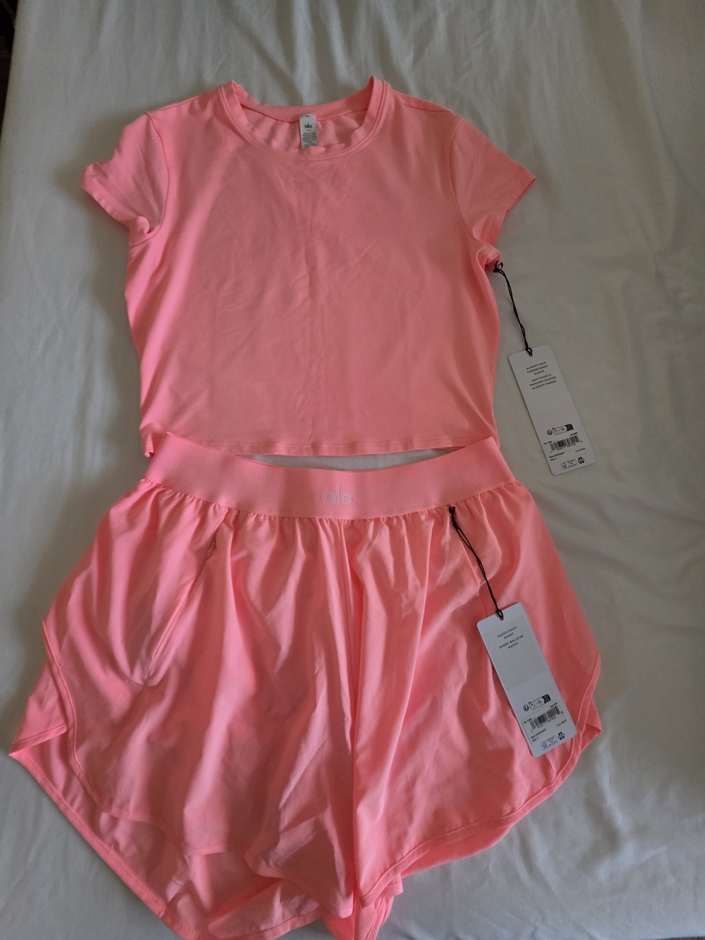 Neon Pink Active Crop Top & Shorts Set